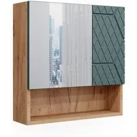 Vicco Badezimmerspiegelschrank Irma, Goldkraft Eiche/Grün, 54 x 55 cm (1-St)
