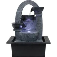 Dehner Zimmerbrunnen Skleda mit LED, 21 x 28 x 18.3 cm, Polyresin, grau, Beruhigendes Wasserspiel, LED Beleuchtung, robuster Kunststein