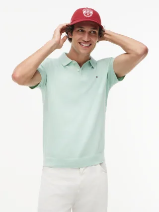 ESSENTIAL COTTON KNITTED POLO Minty Essence Heather - Gr. - XXL