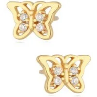 Goldene Hufeisen Paar Ohrstecker Ohrringe Gold Schmetterling 18k Gelbgold vergoldet Zirkonia Ohrstecker, 925 Sterling Silber Goldschmuck für Damen