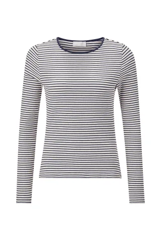 Rich & Royal - Organic Rib Longsleeve Striped midnight blue - Gr. - XL