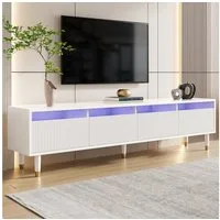 Merax Lowboard mit LED- Beleuchtung (1 St), TV-Schrank mit 4 Acryl-Schubladen, 178x35x45cm