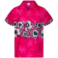 King Kameha Hawaiihemd Flower Chest Funky Hawaii-Hemd Herren Kurzarm Front-Tasche Unisex