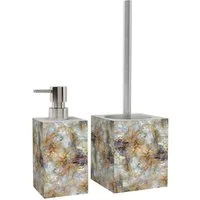 Sanilo Badaccessoire-Set Marmor Braun, WC-Bürste und Seifenspender, 2 tlg., 2-tlg., auswechselbarer Bürstenkopf, stabile Pumpe, hochwertig & modern