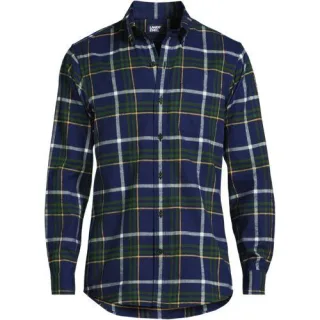 Flanellhemd für Herren, Classic Fit, Herren, size: regular, Blau, Baumwolle, by Lands' End