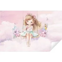 Wallarena Fototapete Mädchen Wolken - Mehrfarbig - Modern - Vlies - Schlafzimmer, glatt, (7 St), 350x250cm