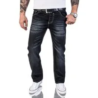 Rock Creek Straight-Jeans Herren Jeans Stonewashed Schwarz RC-2064