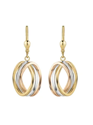 Fascination by Ellen K. Ohrhänger 375/- Gelbgold 3-farbig oval