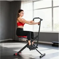SPORTNOW Heimtrainer mit verstellbarem Sitz (klappbar Kompakt Multifunktionales Fitness Trainingsgerät, Total Power Body Crunch), 100 kg belastba, für Brust Gesäß Bauchmuskeln Beine und Arme