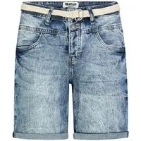 SUBLEVEL Jeansbermudas Damen Denim Bermuda mit Gürtel Sommerhose, Denim Bermuda, Shorts mit Gürtel