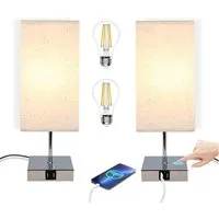 Nettlife Nachttischlampe Nachttischlampe touch dimmbar mit Ladefunktion USB, mit Ladefunktion USB, LED wechselbar, für Schlafzimmer kinderzimmer Bedside