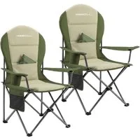 HOMECALL Campingstuhl Hochlehner 110cm mit Lendenwirbelstütze Klappstuhl Angelstuhl Faltbar (Bis 150kg, gepolstert, faltbar, stabil, 2 St), für Camp Garten Balkon