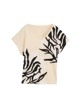 Tom Tailor - T-Shirt mit Print champagne - Gr. - S