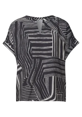 Street One - Shirt mit Allover-Muster blau - Gr. - 42