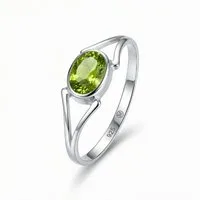 mantraroma Silberring TEKILI oval aus 925 Silber mit Peridot (Ring mit Schmuckbeutel), Damenring aus 925er Silber