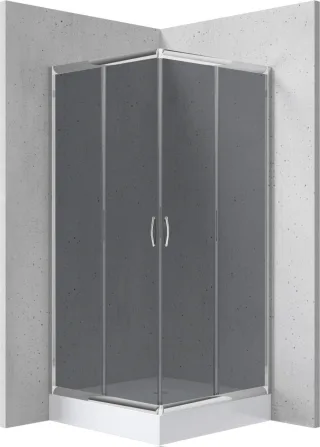 Neuesbad Set: Schwarz Quadratische Duschkabine Grauglas + Duschwanne 80x80 cm NB1DEKYCZ442K1