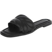 Ital-Design Damen Slipper mit gepolsterter Riemen-Optik Pantolette (91895770) Blockabsatz Pantoletten in Schwarz