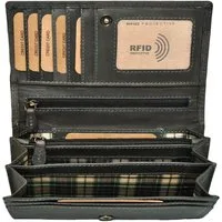 Benthill Geldbörse Damen Echt Leder Portemonnaie Frauen Geldbeutel RFID Schmal und Lang, RFID-Schutz Kartenfächer Münzfach Reißverschlussfach