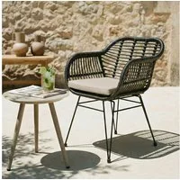 IDIMEX Gartenstuhl PARAMO, In & Outdoor Esszimmerstuhl mit Metallgestell in Rattan Optik beige