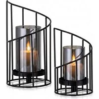 relaxdays Windlicht mit Metallgestell im 2er Set