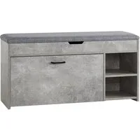 Mondeer Schuhbank Schuhhocker, mit Sitzfläche, mit Klappschublade, 100 x 30 x 52 cm, Weiß + Grau
