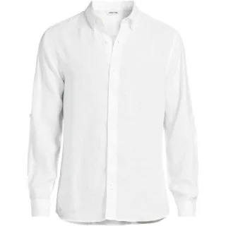 Hemd aus reinem Leinen mit Rollärmeln, Herren,  Weiß, Leinen, by Lands' End