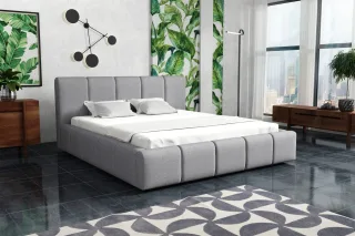 Polsterbett Bett Doppelbett GENUA Stoff 140x200cm Stoff Sawana Hellgrau