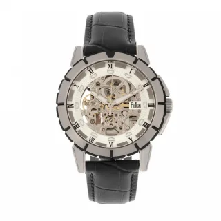 Reign Philippe Automatik-Skelettuhr mit Lederarmband