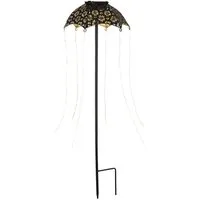 GLOBO LIGHTING LED Solarleuchte, LED-Leuchtmittel fest verbaut, Warmweiß, Solarlampe Außenleuchte Erdspieß Regenschirm 60x LED schwarz H 65 cm