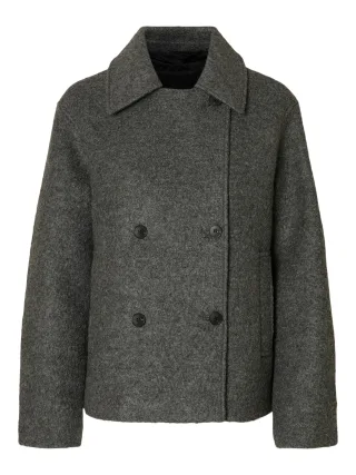 SELECTED WOMEN - SLFALMA BOUCLE WOOL BLEND JACKET NOOS medium grey melange - Gr. - 34