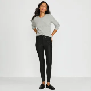 Beschichtete Skinny Jeans High Waist, Damen,  Schwarz, Polyester-Mischung/Baumwolle Modal, by Lands' End