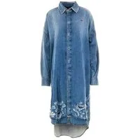 Diesel Jeanskleid Diesel Denim Davis-L-Oversized Dress, Damen Übergroße Kleider. in Unifarbe, Oversized, Destroyed-Look