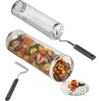 eluno Grillplatte Grillkörbe 2er Set aus Edelstahl (2-St., unterschiedliche Größen), abnehmbare Griffe
