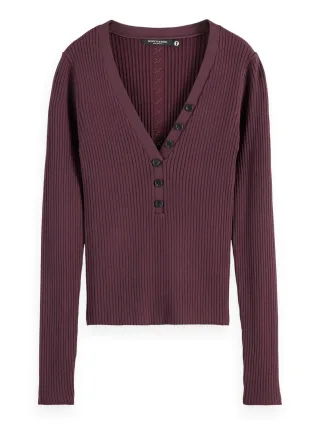 Scotch & Soda - Figurbetonter Rippenpullover rot - Gr. - M