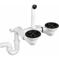 QLS Siphon Doppelbecken Manuell, 3 1/2 Zoll Ablauf für Doppelbecken Edelstahl PVC