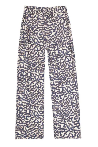 Garcia - Weit geschnittene Marlenehose mit Allover-Print und Bindegürtel weiß - Gr. - M