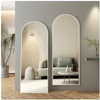 Boromal Ganzkörperspiegel Standspiegel Wandspiegel groß Schwarz Weiß 180x80cm 160x50cm Alurahmen (Hochspiegel Arched Gold 150x50 140x40cm, 1-St., mit Metall-Haken), 5mm Kupfer- und bleifreier Spiegel,Freistehend,Wandmontage