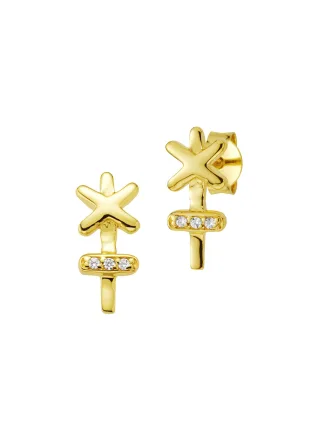 cai Ohrstecker 925/- Silber vergoldet Zirkonia Kreuz