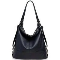 Caspar Schultertasche 2 in 1 Rucksack Damen Leder Tasche - PREMIUM LINE - Modell No.796, Casual, robust & unempfindlich - 100% Echtleder - Handmade in Italy