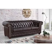 Küchen-Preisbombe Sofa Edles Sofa 3 Sitzer in Kunstleder Vintage braun Couch Polstersofa, Chesterfield Sofa