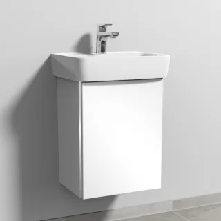 Sanipa 3way Waschtischunterbau zu Geberit Renova Plan Waschtisch mit 1 Tür, Weiß-Glanz BS87178