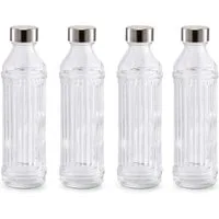 Basera® Trinkflasche 4er-Set Glasflasche mit Edelstahlverschluss, 500 ml