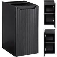 Lomadox Unterschrank NEWPORT-56-BLACK 30cm Badschrank schwarz, gerillte Front, grifflos