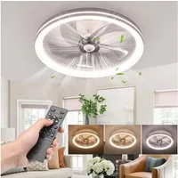 oyajia Deckenventilator 50W Deckenleuchte Dimmbar, Leise Deckenventilator 6 Geschwindigkeiten, LED Deckenbeleuchtung mit Ventilator für Wohnzimmer Schlafzimmer Küche