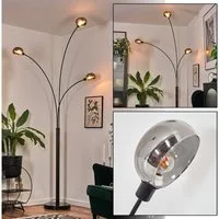 hofstein Stehlampe Stehlampe aus Metall in Schwarz/Rauch im Retro/Vintage-Design, verstellbare Stehleuchte mit Marmorfuß und Schalter am Gehäuse, E14