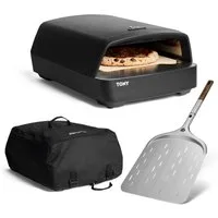 BURNHARD® Gas-Pizzaofen, TONY, 450 °C, Tragbarer 5,9 kW Outdoor Ofen für Pizza, Cordierit-Pizzastein 33 cm