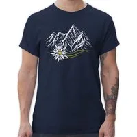 Shirtracer T-Shirt Edelweiß Berge Wandern Wanderlust Berg ruft Alpen Mode für Oktoberfest Herren