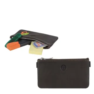 Stifteetui klein flach Leder mocca 14x8cm | Sonnenleder Büchner Etui. Ein eleganter Organizer für Ihre Schreibgeräte in Tasche und Rucksack.