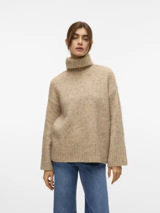 VERO MODA - VMINGRID LS ROLL NECK PULLOVER NOOS silver mink - Gr. - M
