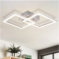 Nettlife LED Deckenleuchte Eckig Silber Modern Schlafzimmer 24W Metall 3000K Warmweiß Flur, LED fest integriert, Deckebeleuchtung für Schlafzimmer Wohnzimmer Esszimmer Küche
